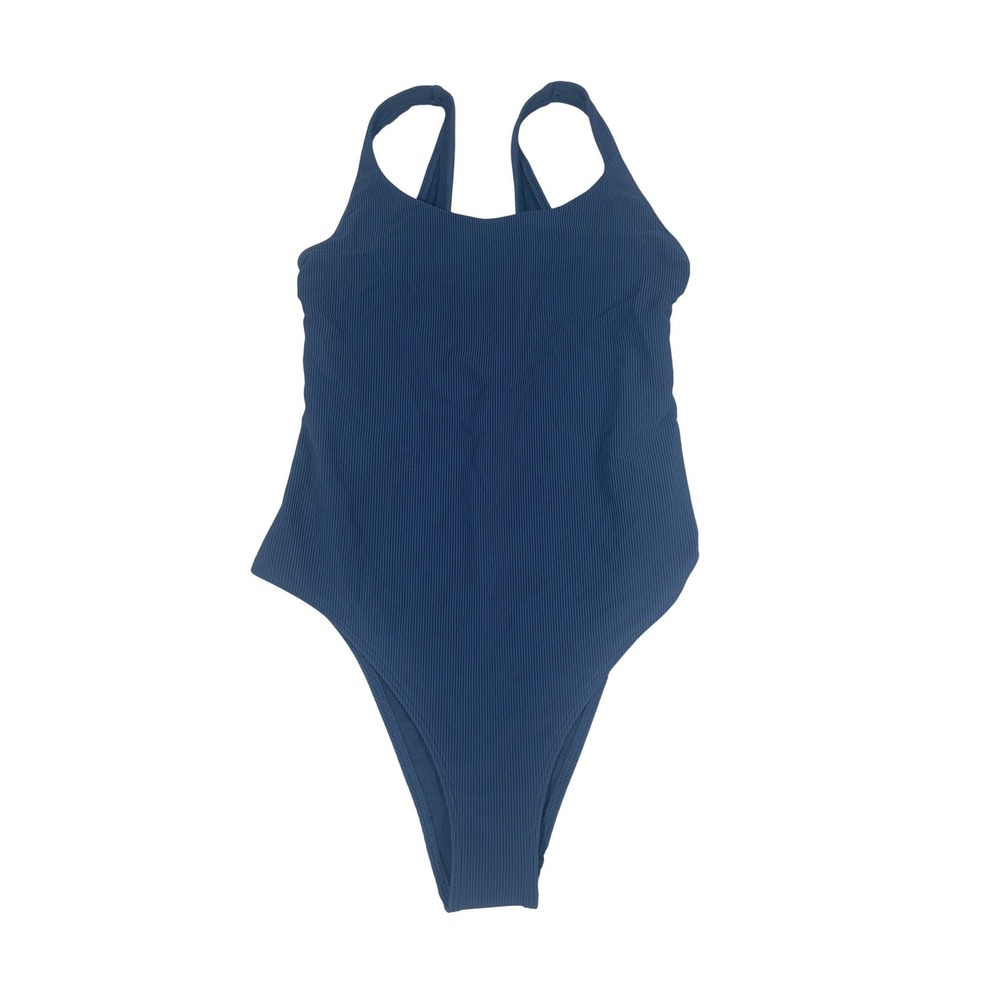 Abercrombie & Fitch Blue Ribbed Cheeky One Piece Swimsuit size Small NWT